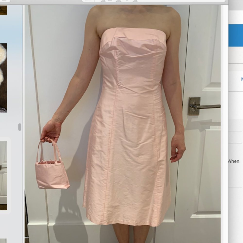 Women's Pretty Pink Strapless Dress with Purse